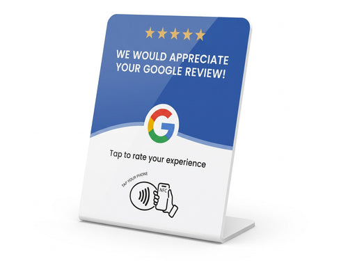 Google Review Bord, schuin aanzicht